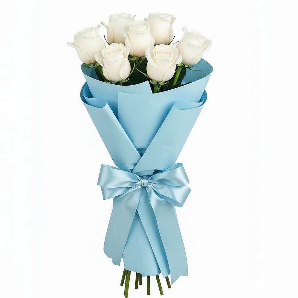 Букет 7 белых роз Проуд в Винзили