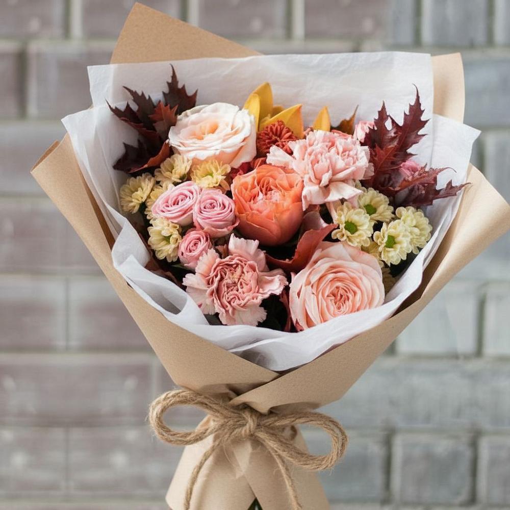 Букет цветов из: Гвоздики, Хризантемы и Розы в Винзили