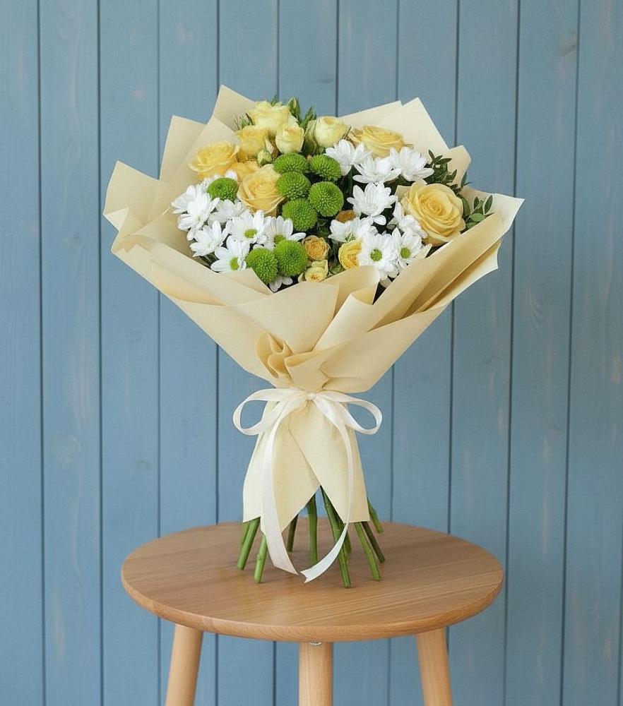 Букет цветов из: Хризантемы и Розы в Винзили