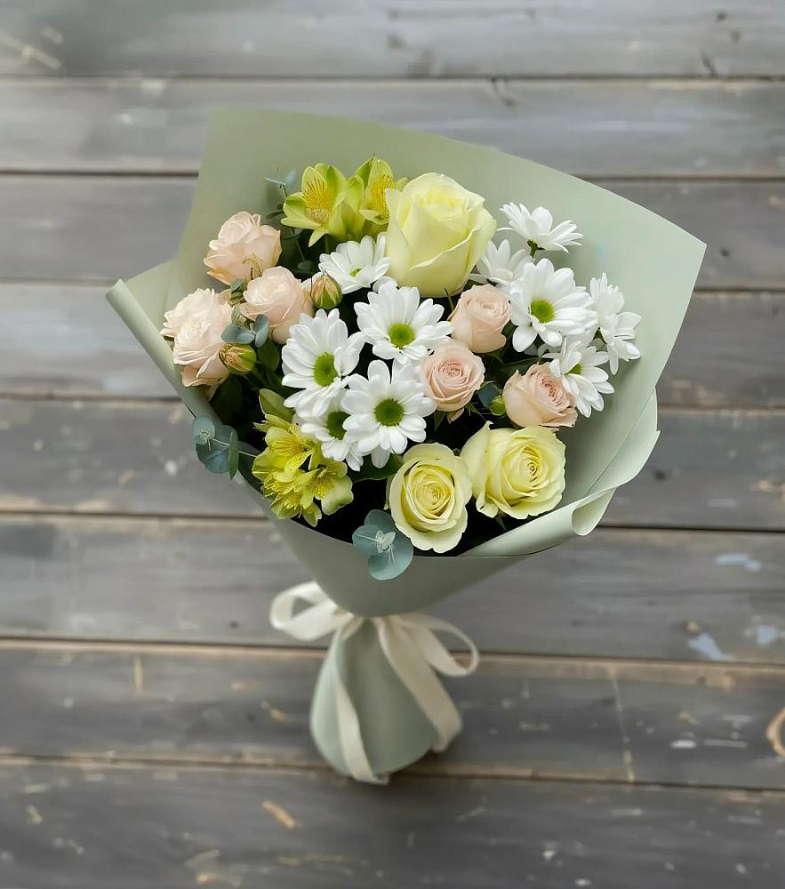 Букет цветов из: Альстромерии, Розы и Хризантемы в Винзили