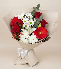 Букет цветов из:  Розы, Хризантемы, Герберы и Лилии в Винзили