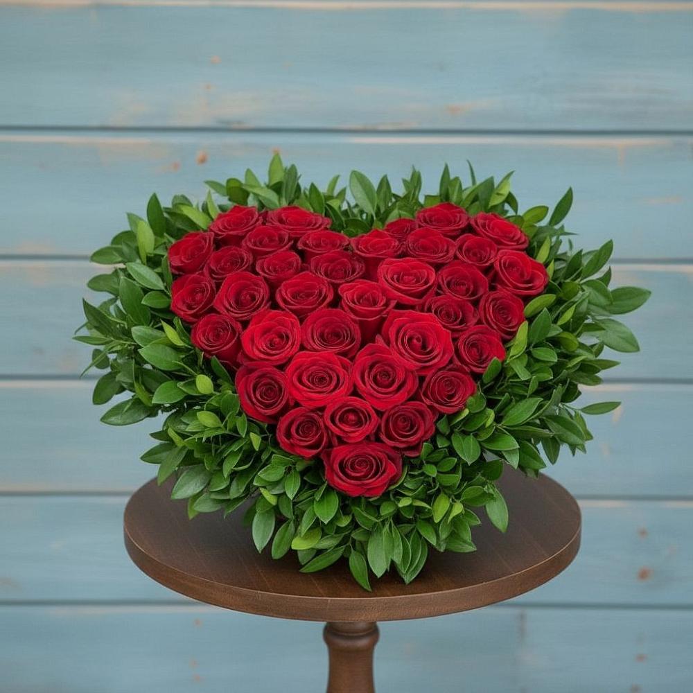 Цветочная композиция из Розы в виде сердца в Винзили