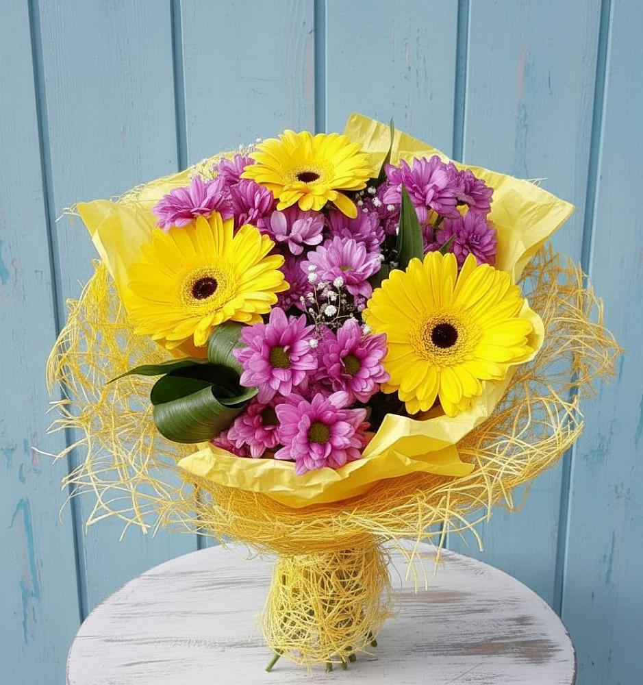 Букет цветов из: Хризантемы и Герберы в Винзили