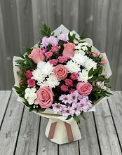 Букет цветов из:  Альстромерии, Гвоздики, Розы и Хризантемы в Винзили