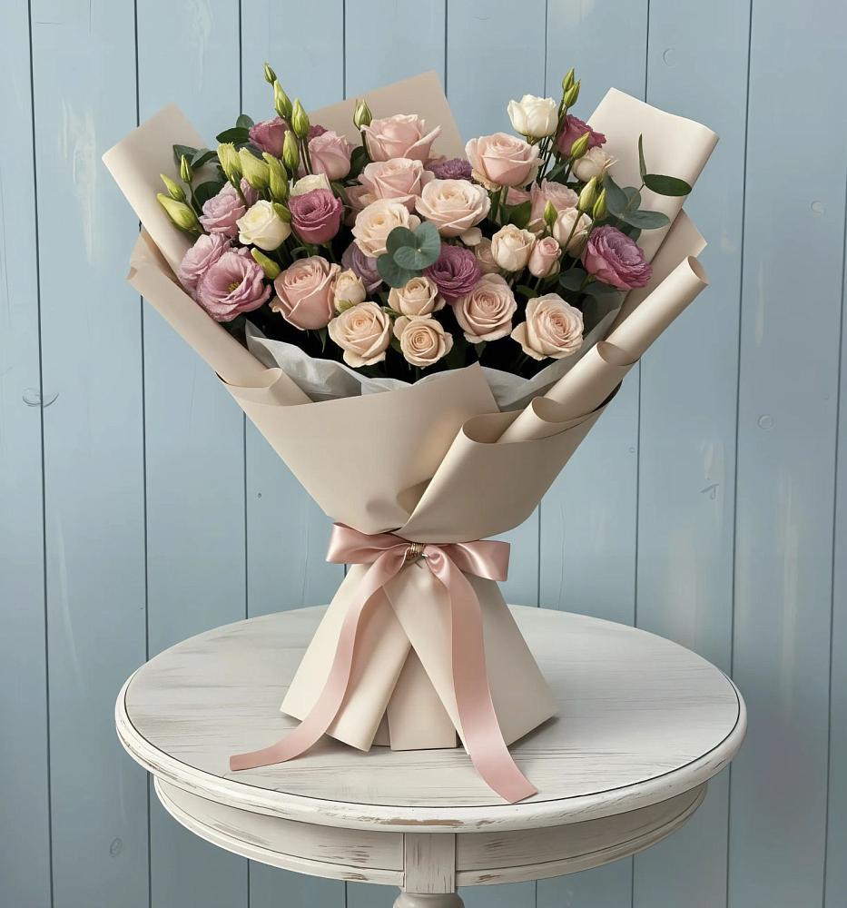 Букет цветов из: Розы и Лизиантусы в Винзили