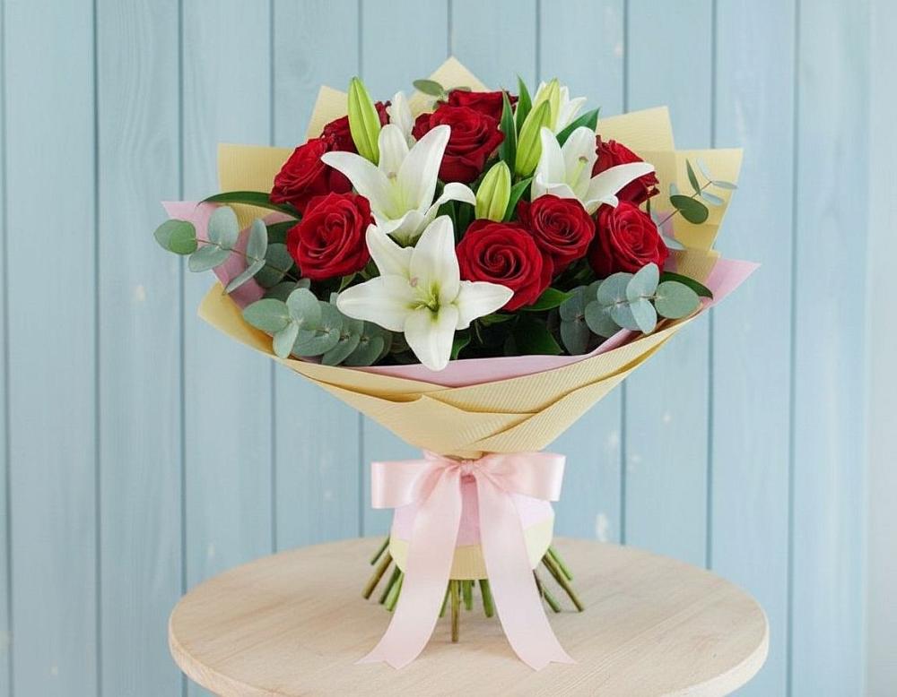 Букет цветов из: Лилии и Розы в Винзили